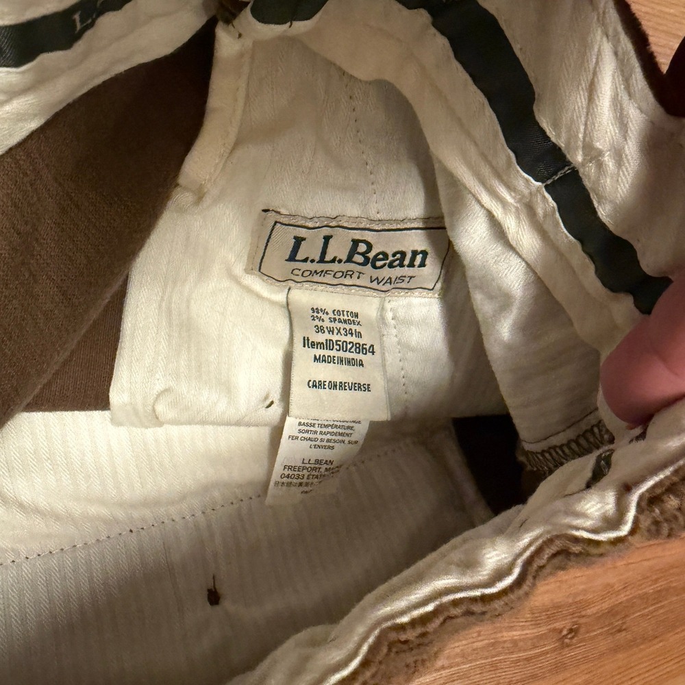 LL Bean Mens Comfort Waist Corduroy Pants Sepia Brown 36x34 - Picture 5 of 5